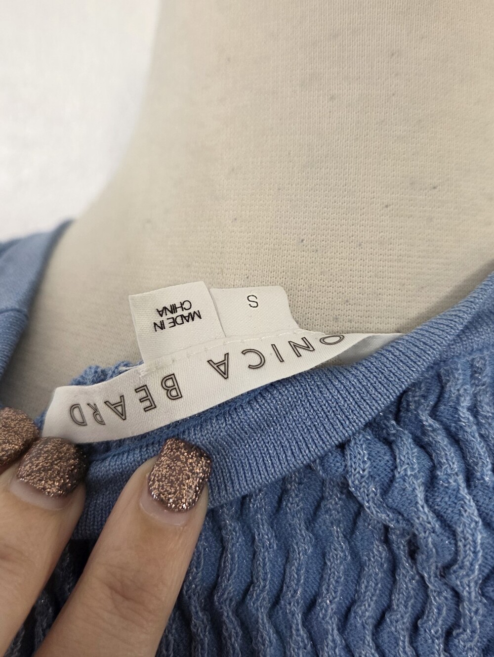 Veronica Beard Sid Light Blue Sleeveless Pullover tank top ribbed metallic small - Picture 6 of 7
